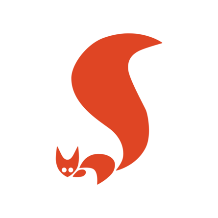 Symbol Waldbrandgefahr: Eichhörnchen mit »Flammen-Schwanz«, Link zu: Waldbrandgefährdung