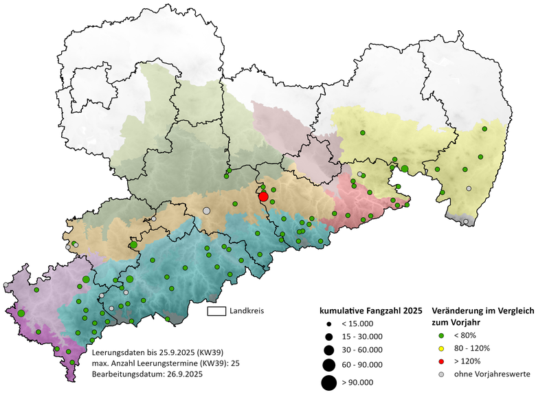 Übersichtskarte von Sachsen zur Schwarmaktiviztät