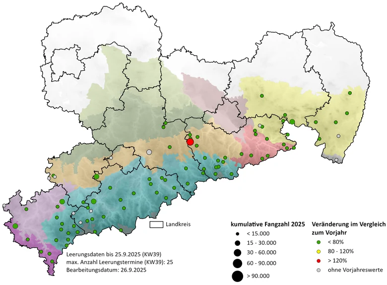 Übersichtskarte von Sachsen zur Schwarmaktiviztät
