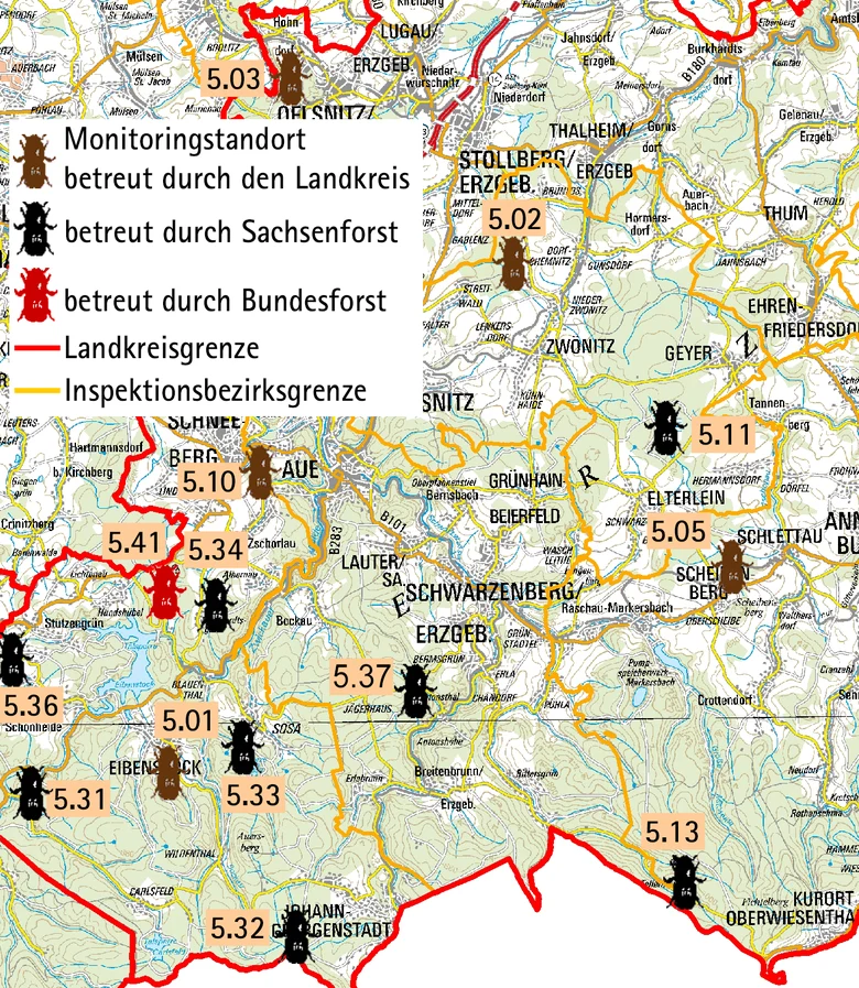 Übersichtskarte der Monitoringstandorte