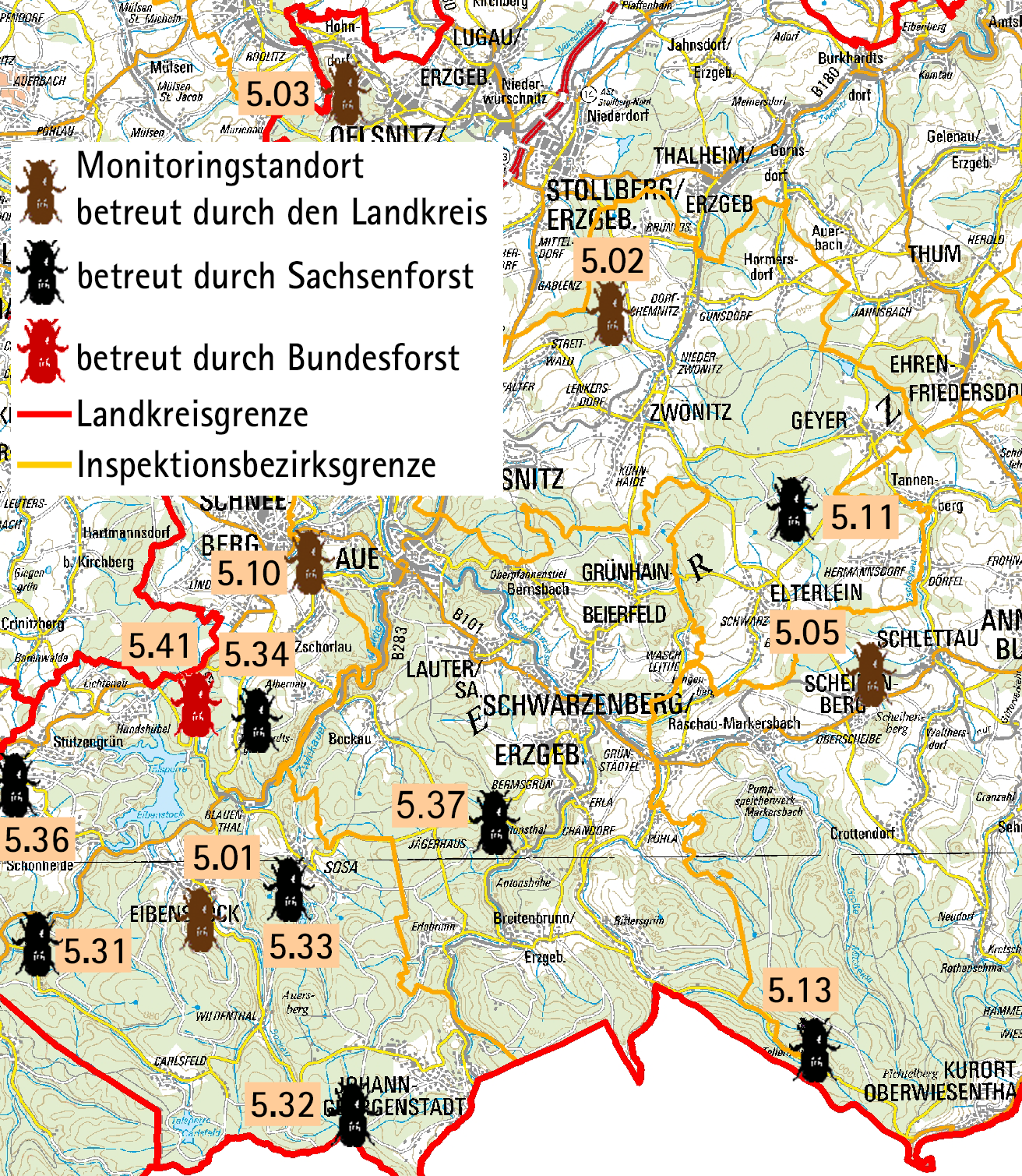 Übersichtskarte der Monitoringstandorte