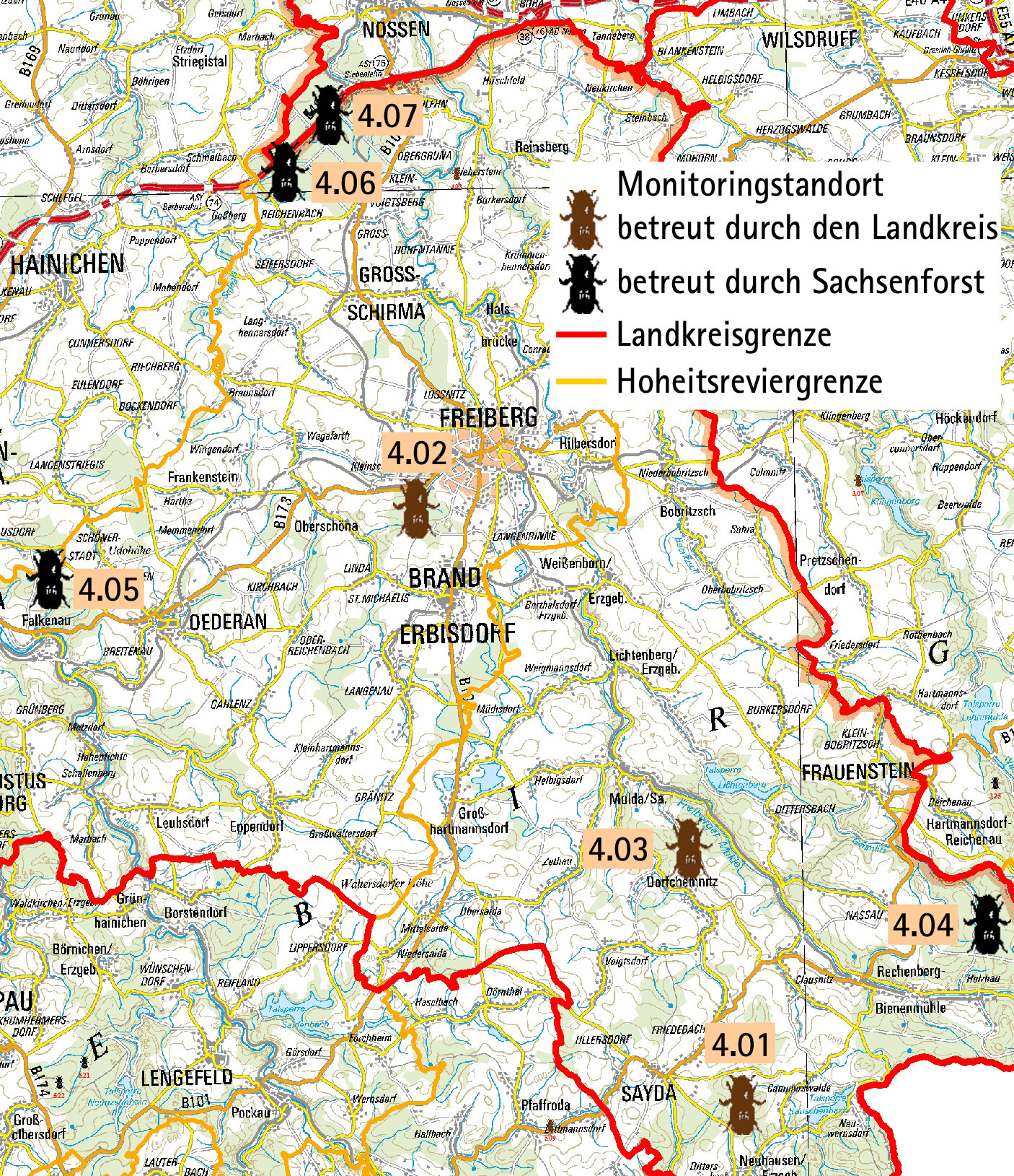 Fallenstandorte im Landkreis Mittelsachsen