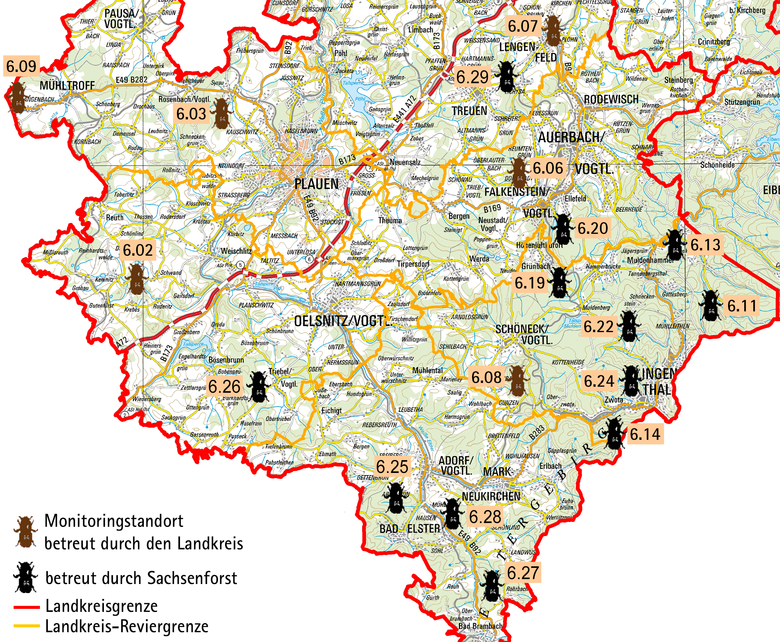 Übersichtskarte mit den Monitoringstandorten