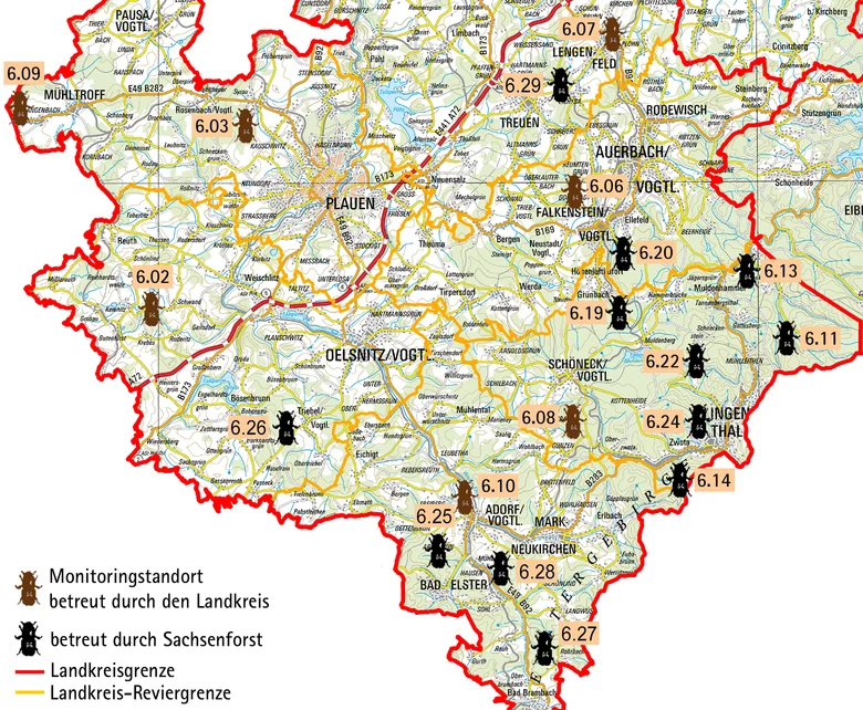 Übersichtskarte mit den Monitoringstandorten