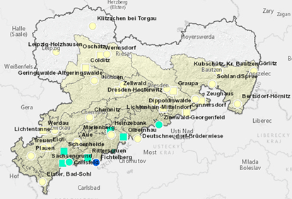 Kartendarstellung von Sachsen