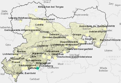Kartendarstellung von Sachsen