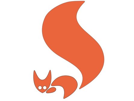 Symbol Waldbrandgefahr: Eichhörnchen mit »Flammen-Schwanz«, Link zu: Waldbrandgefährdung