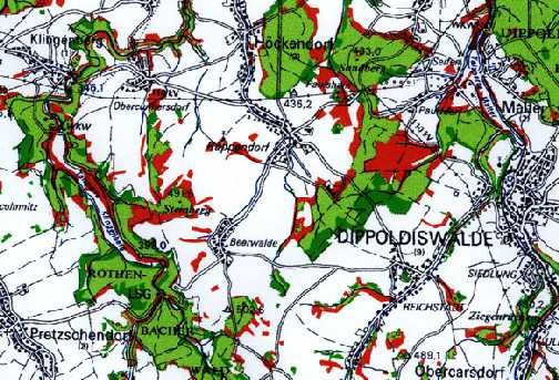 Karte: Waldflächenentwicklung